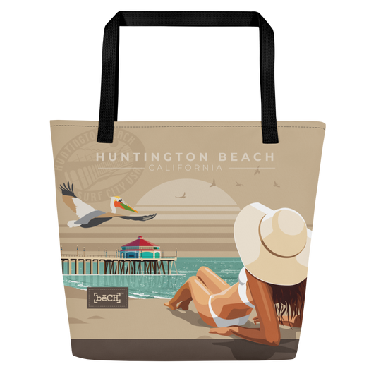 Huntington Beach Tote Bag - Beige