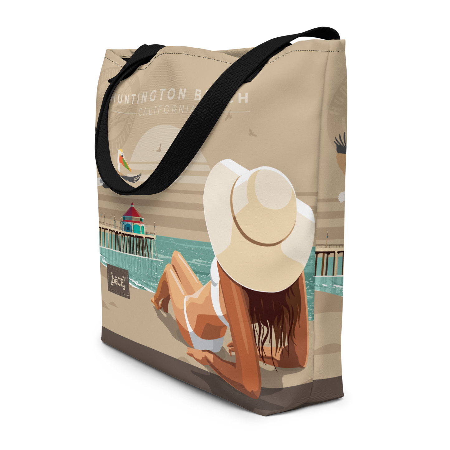 Huntington Beach Tote Bag - Beige